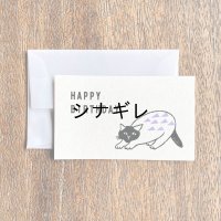 松尾ミユキ×水縞　メッセージカード　小動物 猫 HAPPY BIRTHDAY