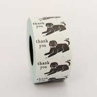 36オリジナル ラベラーロールシールL thank you 犬（強粘着 永久接着）