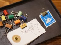 36オリジナル 革巻きミニミニダブルクリップ 3個セット 色アソート